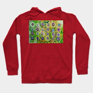 Purple Flowers in a green field Hoodie